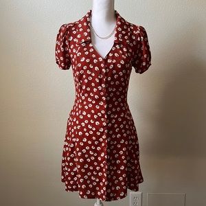 Band of Gypsies Floral Button Up Tie Back Dress Size M